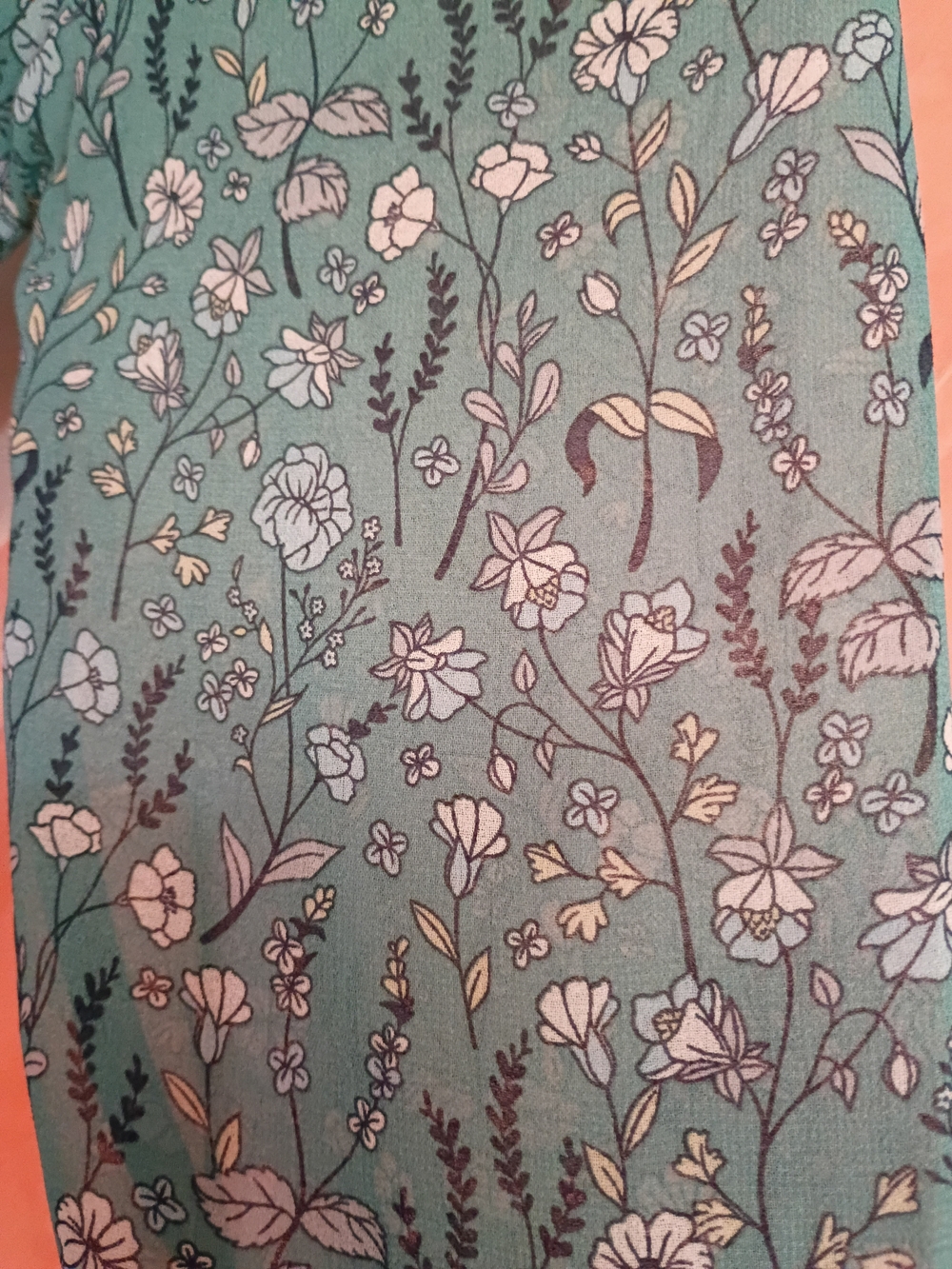 CAbi Ladies Teal Green Floral Long-Sleeve Button Front Blouse Sz XS - Picture 4 of 7